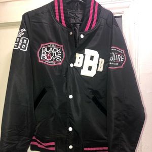 belaire rose varsity jacket